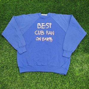 Vintage 1984 Cub Fan Statement Sweatshirt Large 21x24 Blue
